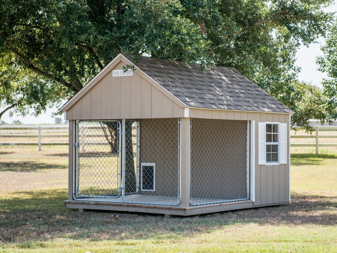 large wooden dog kennel