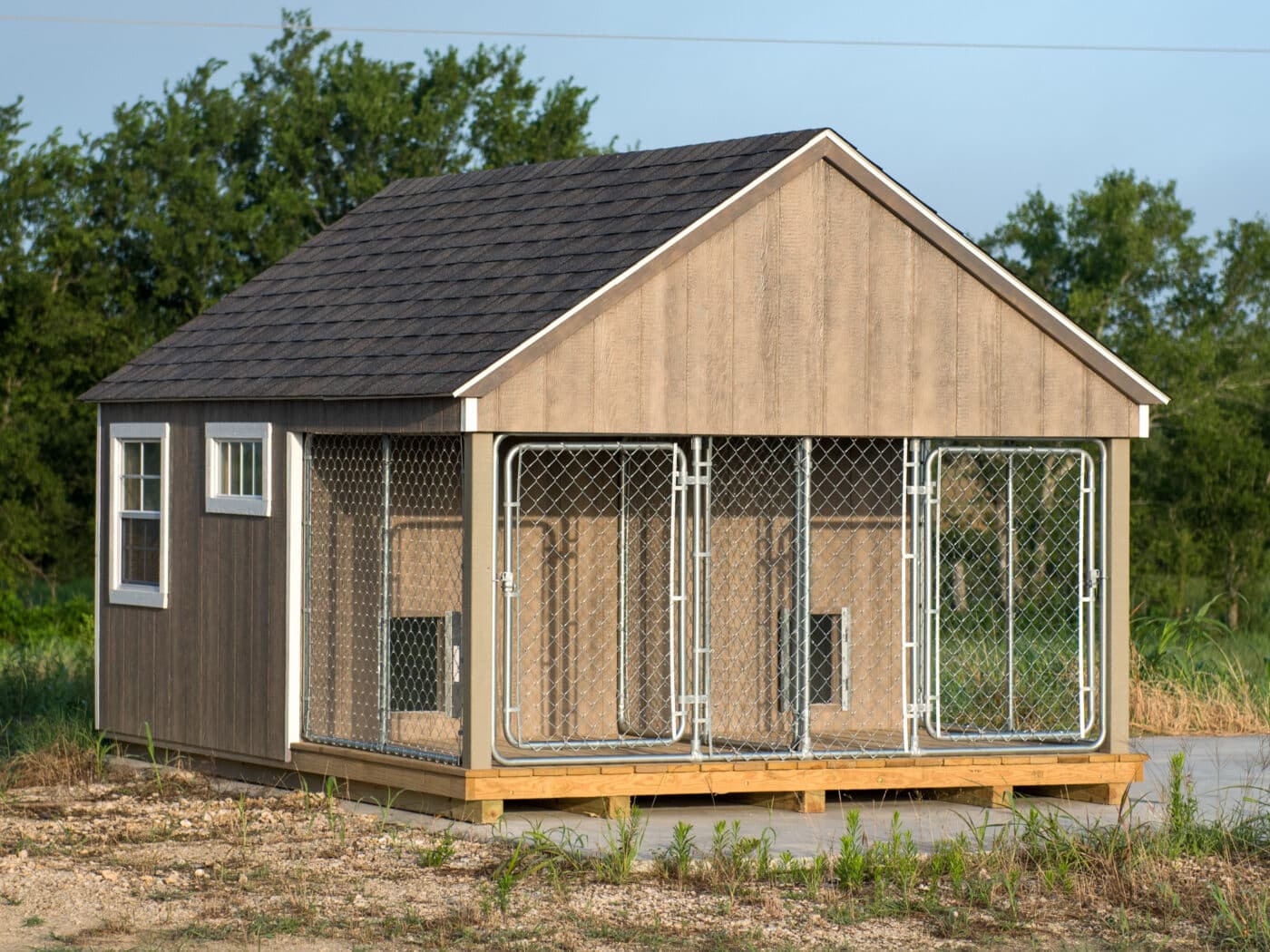 wooden dog kennel for two dogs
