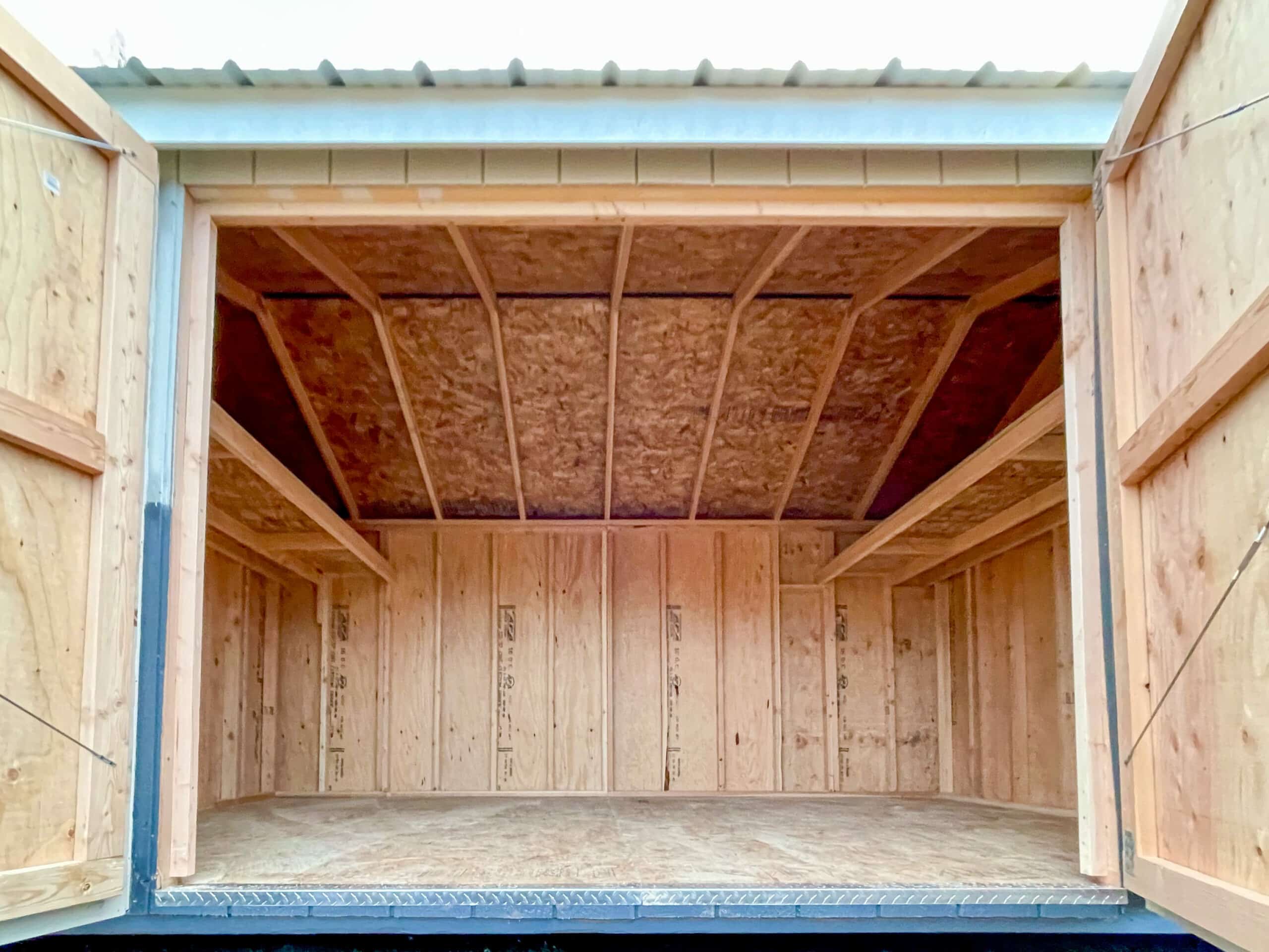 interior of prefabricated storage shed in oregan